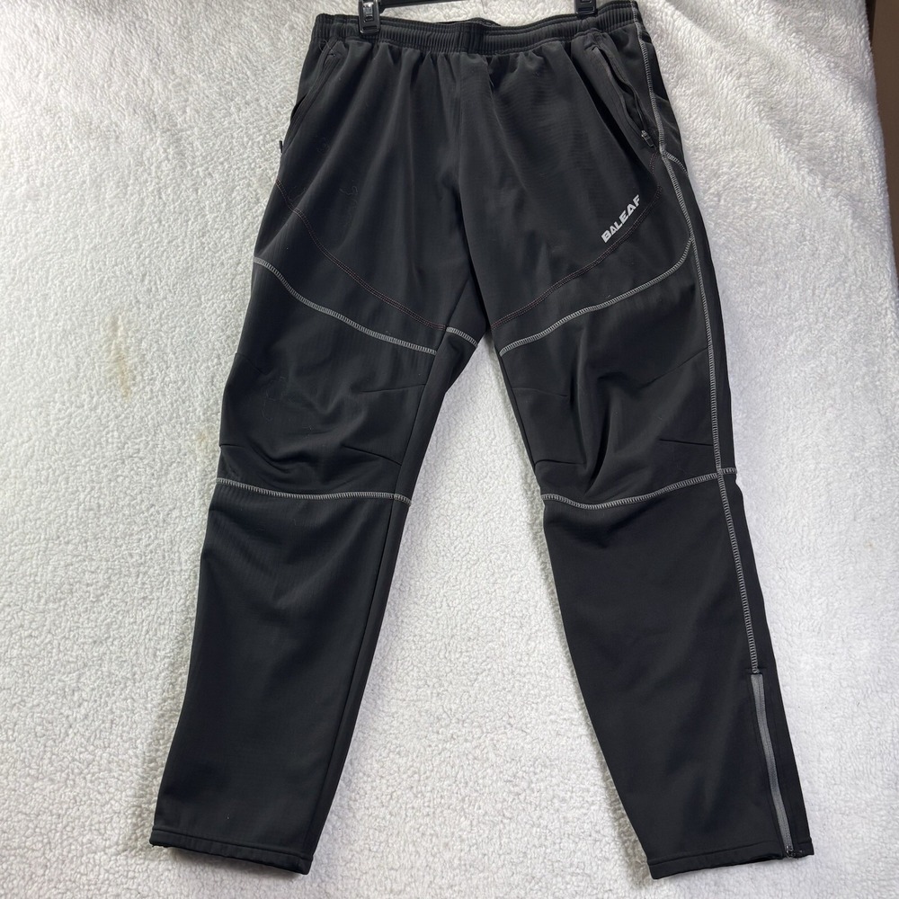 Baleaf Womens Black Athletic Running Pants Zipper Pockets Reflective Cuffs Sz XL